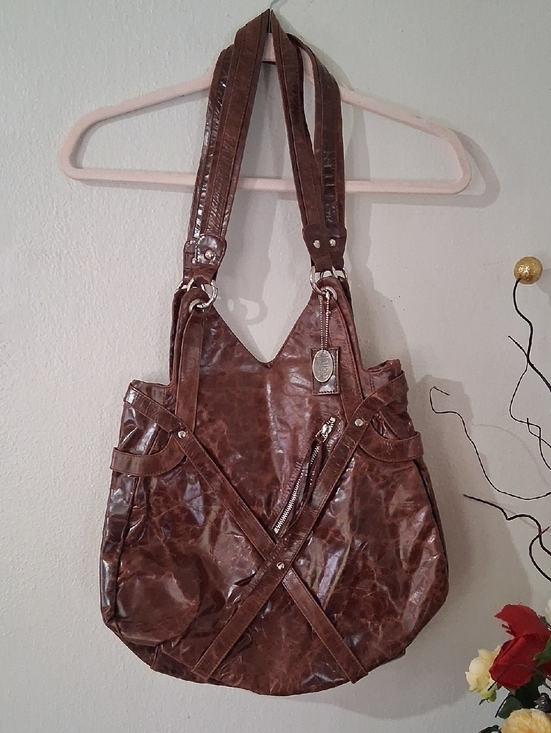 Latico New Large Handcrafted Brown Leather Shoulder Bag With Cotton Lining